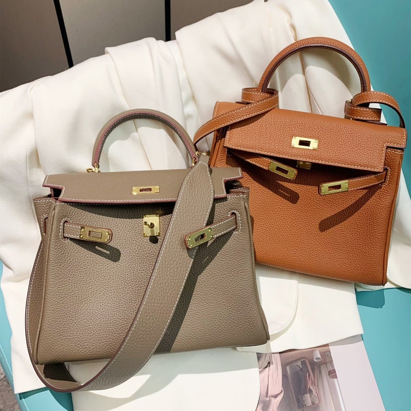 Top Togo Cowhide Wide Shoulder Strap Kelly Bag Women'S High-End Handbag Large Capacity Shoulder Crossbody Bag - Image 2