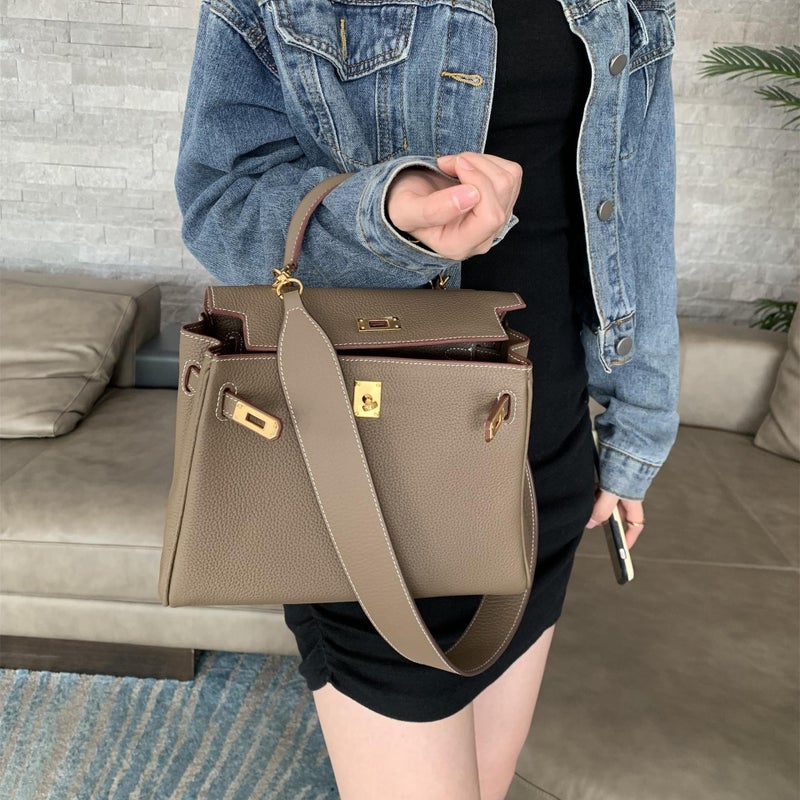 Top Togo Cowhide Wide Shoulder Strap Kelly Bag Women'S High-End Handbag Large Capacity Shoulder Crossbody Bag - Image 5