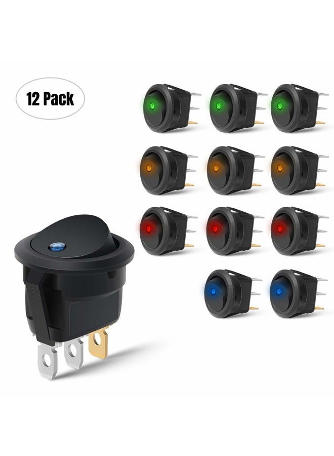Nilight 90013L 12PCS Round Toggle LED Switch 12V Car Truck Rocker On-Off Control Blue Green Yellow Red,2 Years Warranty - Image 2