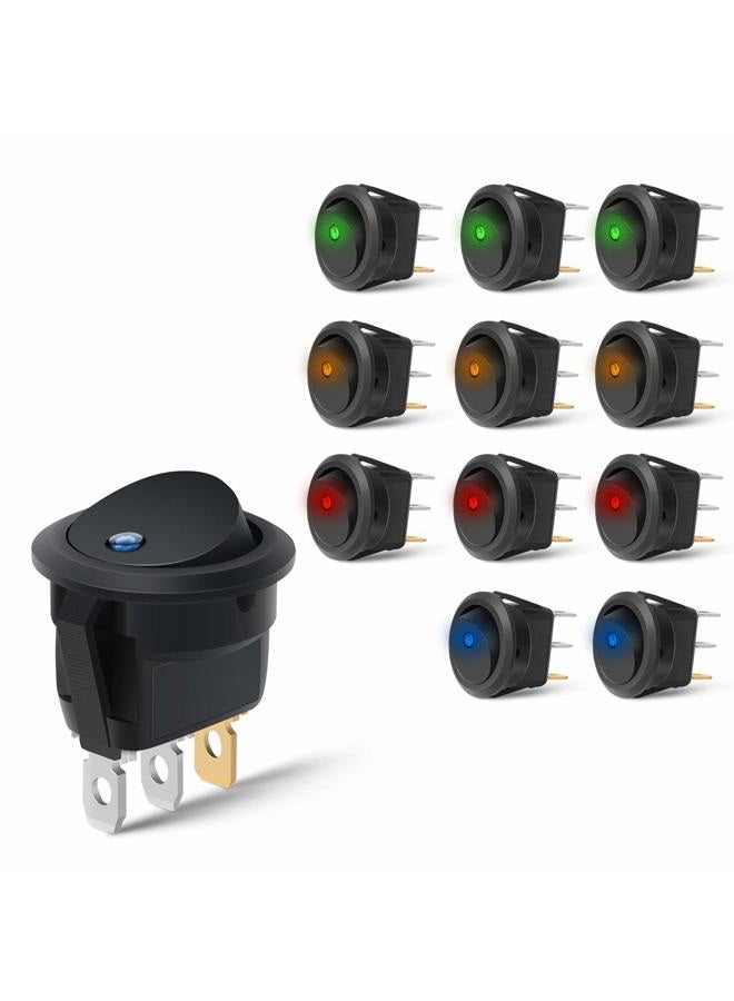 Nilight 90013L 12PCS Round Toggle LED Switch 12V Car Truck Rocker On-Off Control Blue Green Yellow Red,2 Years Warranty - Image 1