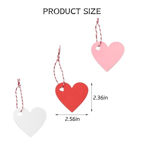Jocomoni 150pcs Heart Shaped Gift Tags, Pink White Red Heart Paper Kraft Gift Hanging Tags with String for Valentine's Day Mother's Day Wedding Party Supply Home Decoration - Image 3