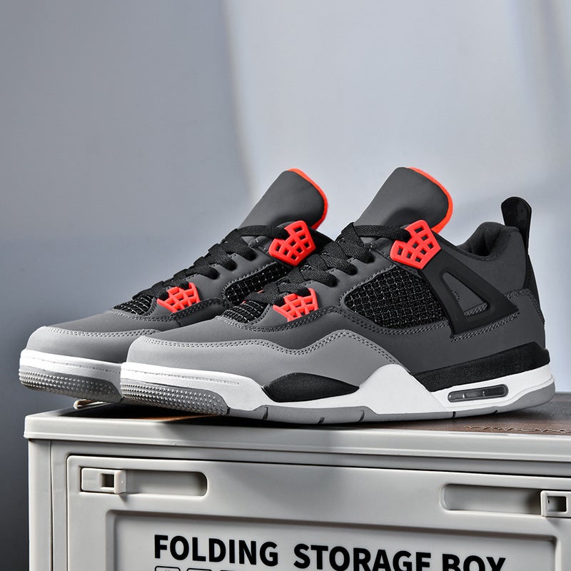 2024 Cross-border Autumn New Air Cushion Fashion Couple Casual sneaker High-top Fashion Basketball Breathable Mens and Womens Shoes Black gray - Image 1