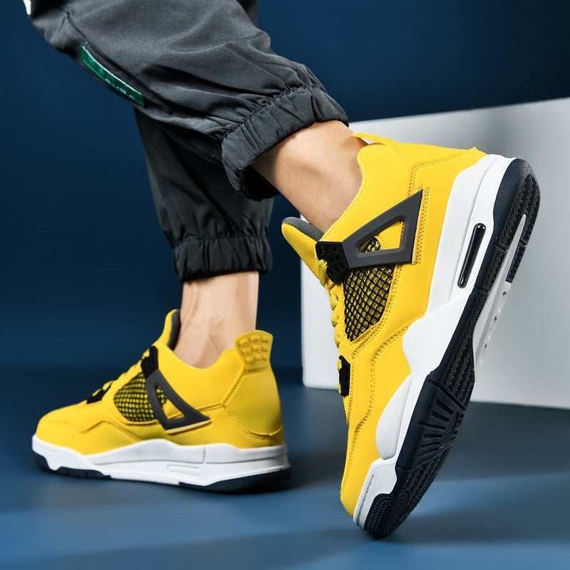 2024 Cross-border Autumn New Air Cushion Fashion Couple Casual sneaker High-top Fashion Basketball Breathable Mens and Womens Shoes Black gray - Image 2