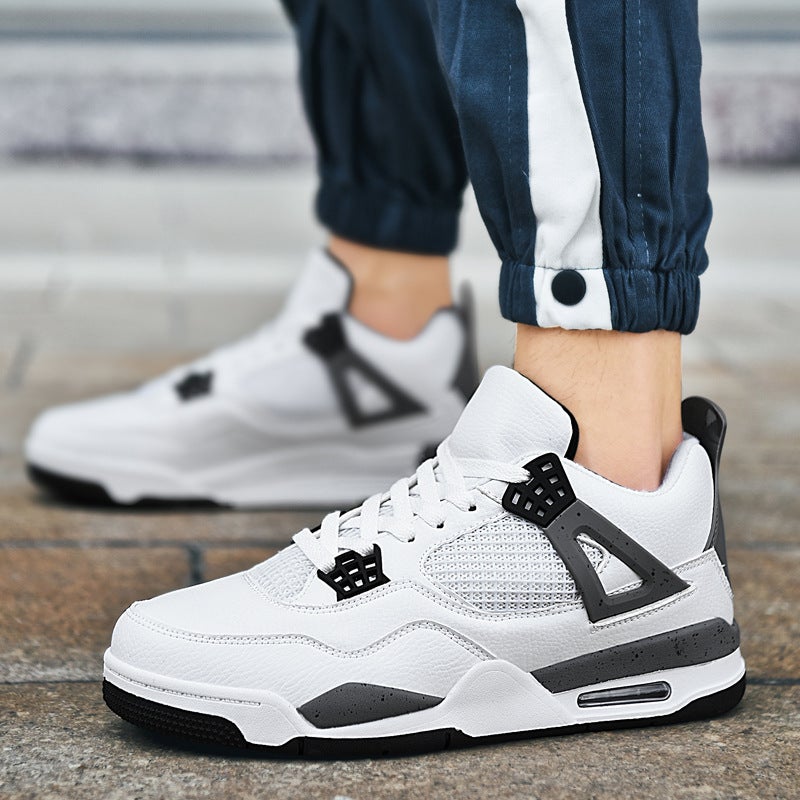 2024 Cross-border Autumn New Air Cushion Fashion Couple Casual sneaker High-top Fashion Basketball Breathable Mens and Womens Shoes Black gray - Image 3