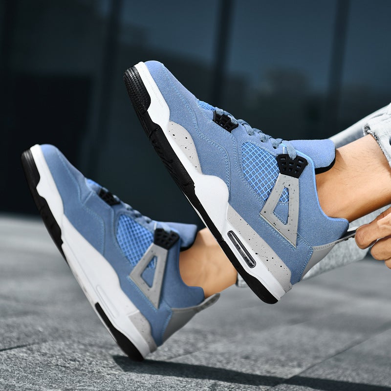 2024 Cross-border Autumn New Air Cushion Fashion Couple Casual sneaker High-top Fashion Basketball Breathable Mens and Womens Shoes Black gray - Image 4