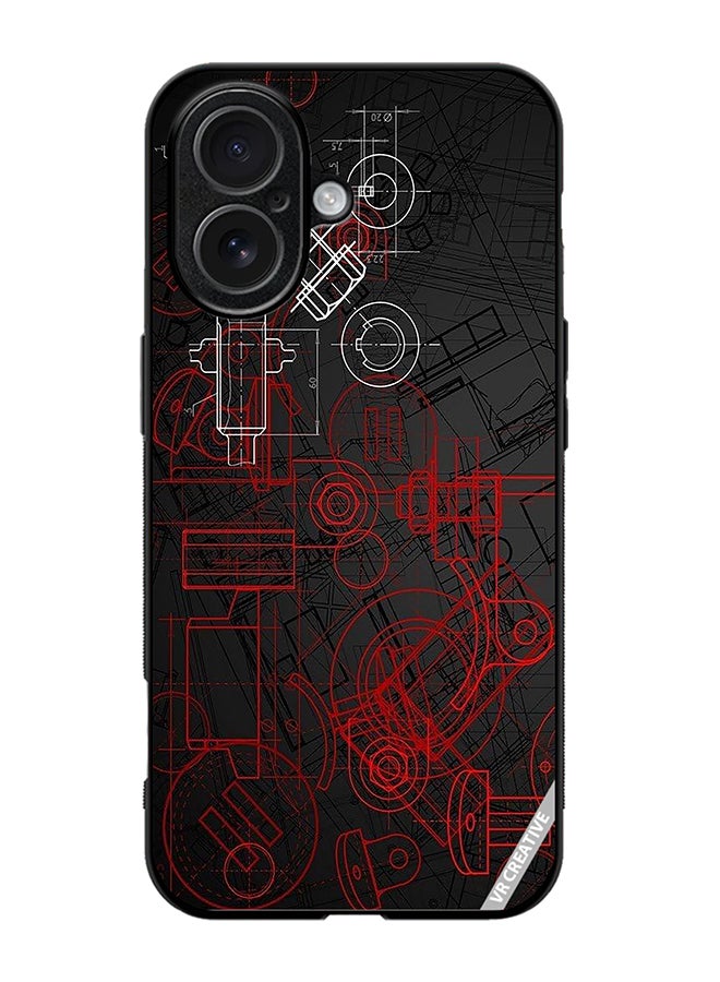 Protective Case Cover For Apple iPhone 17 Industrial Abstract Design Multicolour
