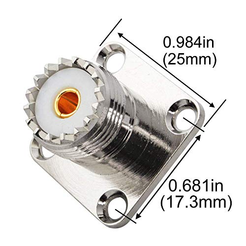 Boobrie UHF Female SO239 4-Hole Panel Chassis Mount Flange Panel Mount Adapter Solder Cup RF Coaxial Coax Connector Adapter for PL259 Male Plug Pack of 2 - Image 4
