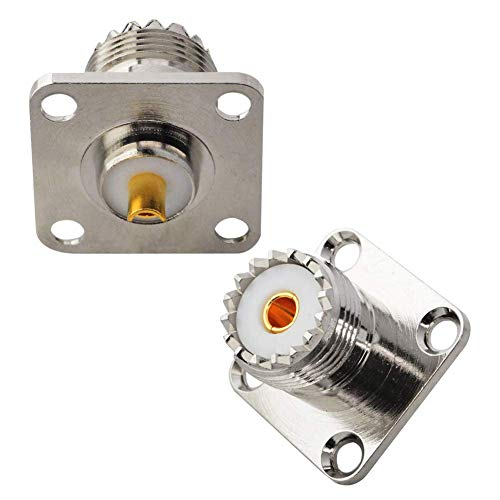 Boobrie UHF Female SO239 4-Hole Panel Chassis Mount Flange Panel Mount Adapter Solder Cup RF Coaxial Coax Connector Adapter for PL259 Male Plug Pack of 2 - Image 1