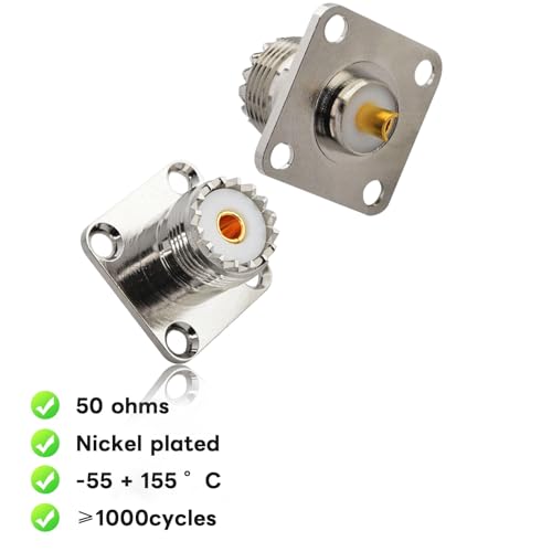 Boobrie UHF Female SO239 4-Hole Panel Chassis Mount Flange Panel Mount Adapter Solder Cup RF Coaxial Coax Connector Adapter for PL259 Male Plug Pack of 2 - Image 3