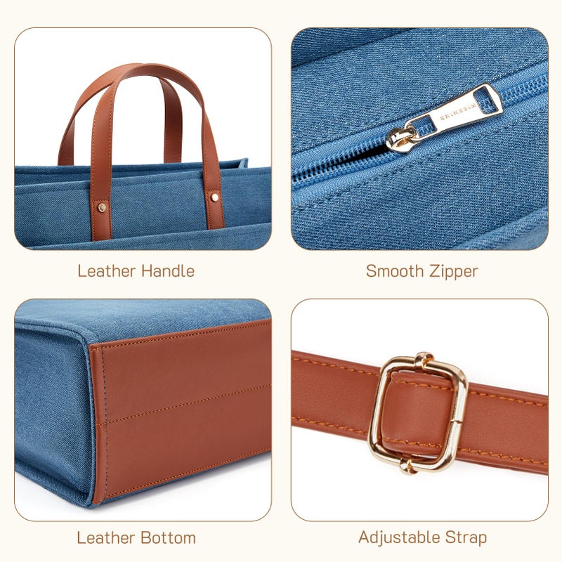 Missnine Tote Bag for Women Fashion Handbag Professional Work Bags Denim Shoulder Purse for Shopping, Office, Travel - Image 5