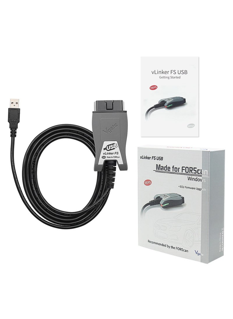 Vgate - Vgate vLinker FS OBD2 USB Adapter for FORS-can HS/MS-CAN Auto Switch (160cm) - Image 1