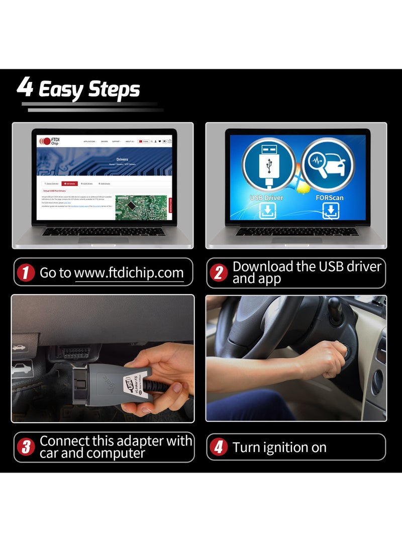 Vgate - Vgate vLinker FS OBD2 USB Adapter for FORS-can HS/MS-CAN Auto Switch (160cm) - Image 1