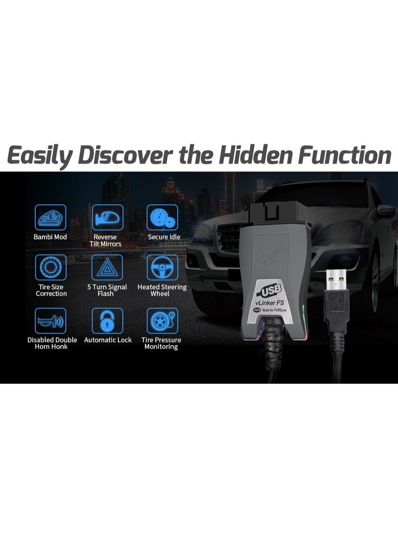 Vgate - Vgate vLinker FS OBD2 USB Adapter for FORS-can HS/MS-CAN Auto Switch (160cm) - Image 1