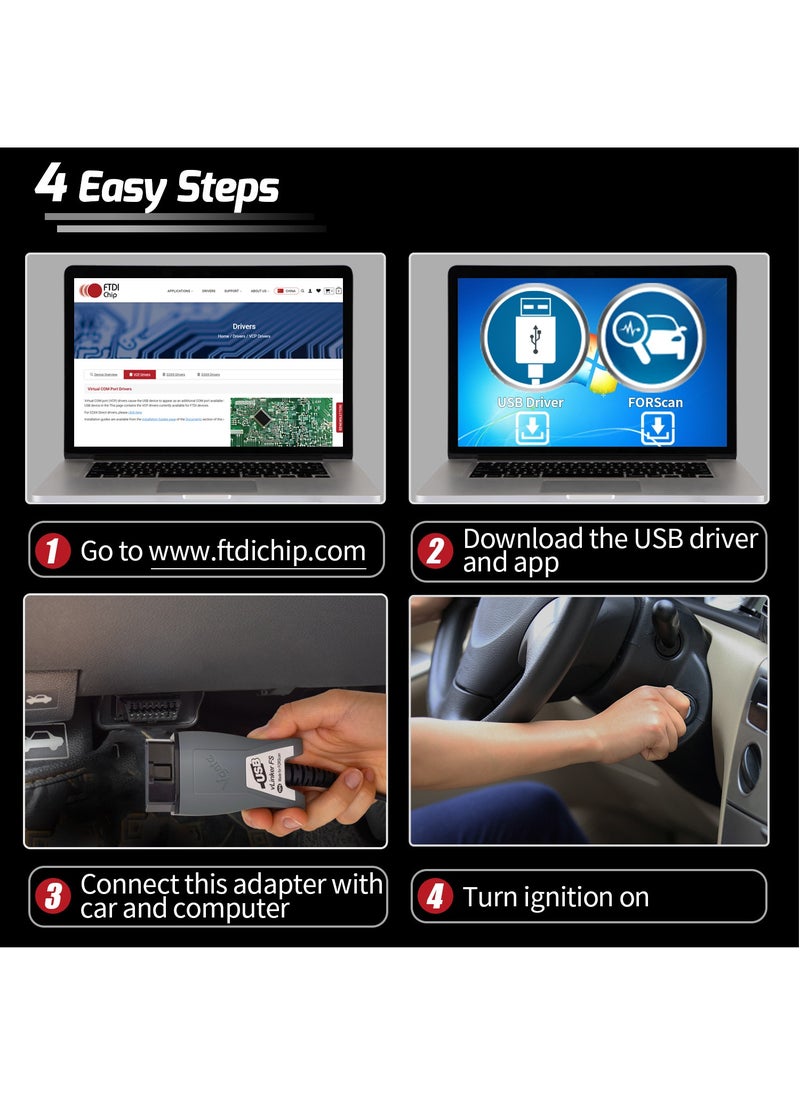 Vgate - Vgate vLinker FS OBD2 USB Adapter for FORS-can HS/MS-CAN Auto Switch (160cm) - Image 1