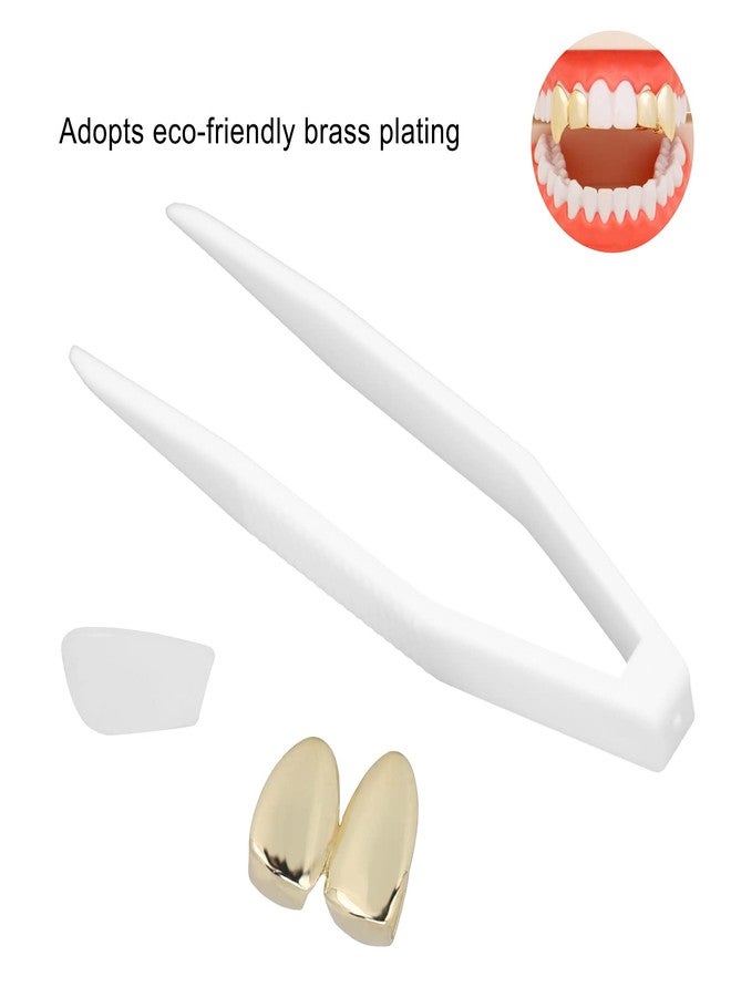 Naroote Grills For Your Teeth, Gold Fake Gold Teeth, Grills For Your Teeth Plating Teeth Brace Fashionable Metal Teeth Decoration Jewelry for Halloween Party (Gold) - Image 4