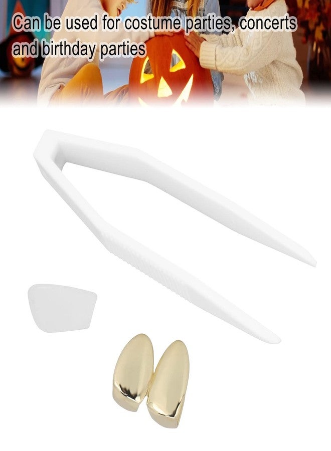 Naroote Grills For Your Teeth, Gold Fake Gold Teeth, Grills For Your Teeth Plating Teeth Brace Fashionable Metal Teeth Decoration Jewelry for Halloween Party (Gold) - Image 3