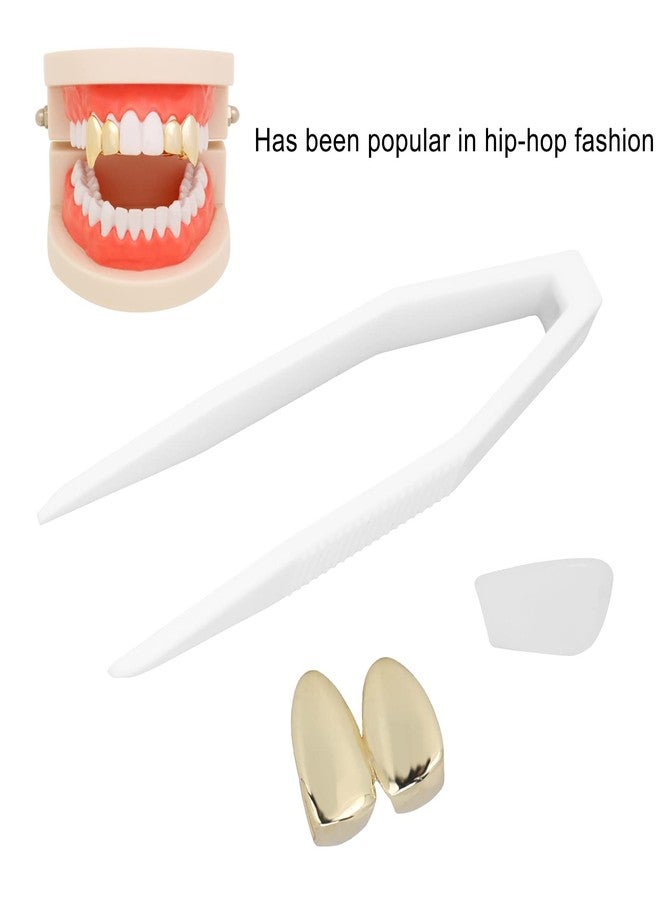 Naroote Grills For Your Teeth, Gold Fake Gold Teeth, Grills For Your Teeth Plating Teeth Brace Fashionable Metal Teeth Decoration Jewelry for Halloween Party (Gold) - Image 5