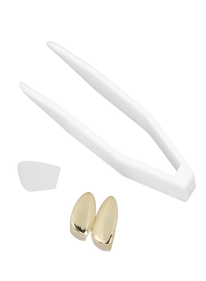 Naroote Grills For Your Teeth, Gold Fake Gold Teeth, Grills For Your Teeth Plating Teeth Brace Fashionable Metal Teeth Decoration Jewelry for Halloween Party (Gold) - Image 1