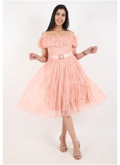 FULL JOY Elegant Midi Dress with a belt on the waist  - Image 3