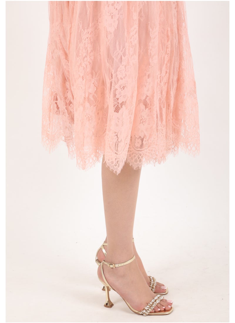 FULL JOY - Elegant Midi Dress with a belt on the waist - Image 1