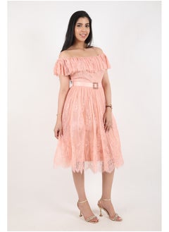 FULL JOY Elegant Midi Dress with a belt on the waist  - Image 4