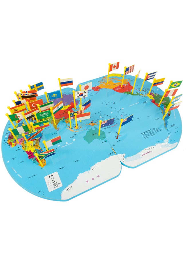 خريطة العالم الإدراكية إدراج العلم الوطني العملة الإدراكية للأطفال أحجية خشبية للتعليم المبكر وسائل تعليمية لتطوير ألعاب الذكاء المفيدة - اللون: علم كبير جدًا - Image 4