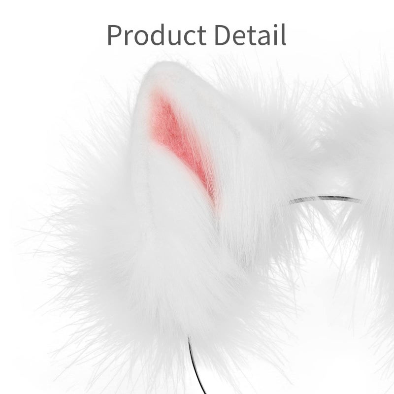 HAOAN Handmade Wolf Cat Fox Fur Furry Ears Headwear Party Cosplay Halloween Costume - Image 2