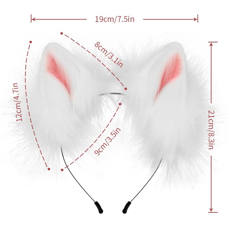 HAOAN Handmade Wolf Cat Fox Fur Furry Ears Headwear Party Cosplay Halloween Costume - Image 3