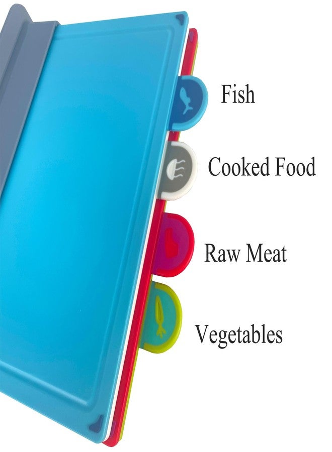 U-BCOO Cutting Board Set with Storage Stand,4 Colour Plastic Cutting Board Set with Food Icon,Suitable for Different Foods - Image 3
