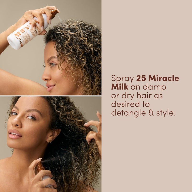 Mizani 25 Benefit Miracle Milk Leave in Conditioner - Heat Protectant & Detangler Spray, With Coconut Oil, For Frizzy & Curly Hair Size: 3.4 Fl Oz (Pack of 1) - Image 5