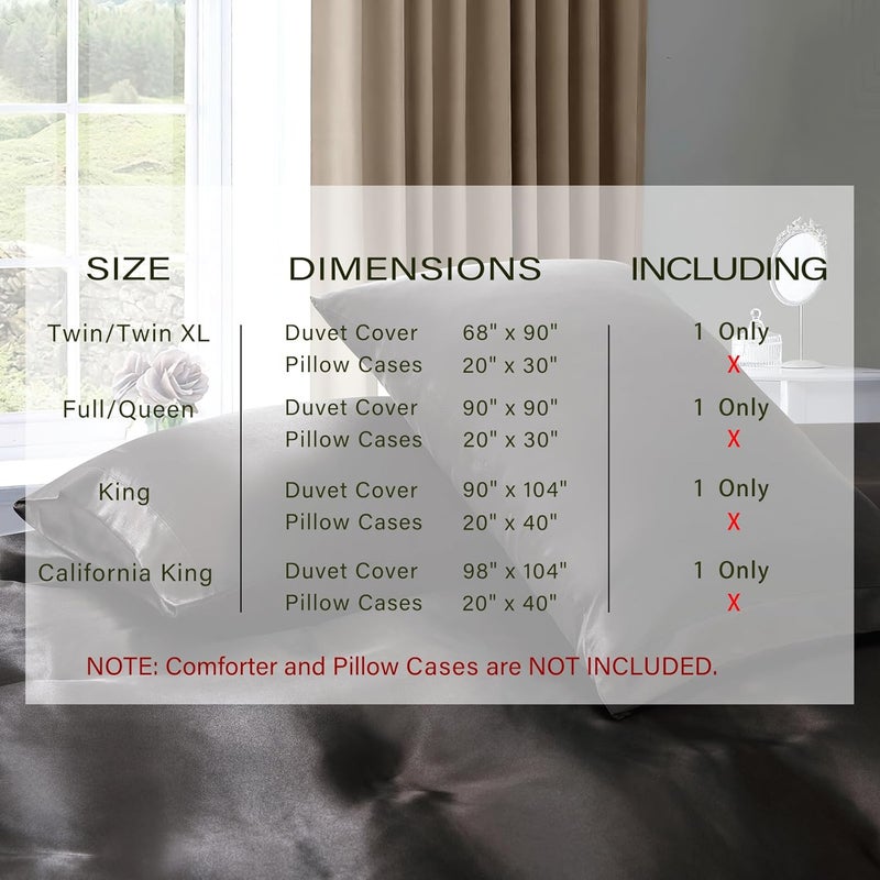 P Pothuiny Satin Duvet Cover King, Single Soft Duvet Cover Only, Luxury Silky Like Black Duvet Cover 90" x 104" Sold Separately - Zipper Closure & Corner Ties - Image 2