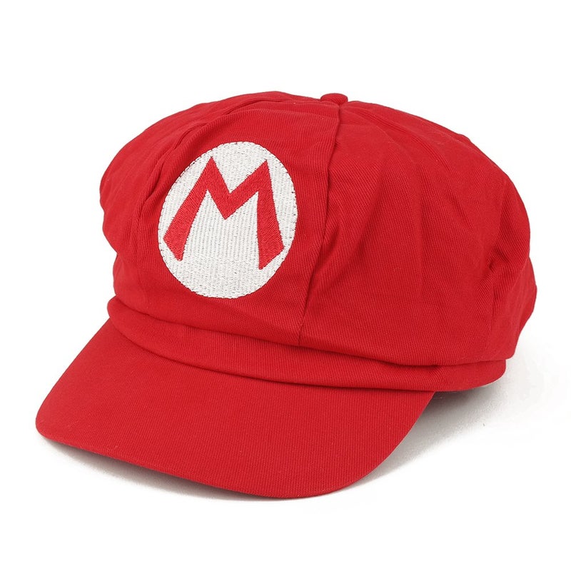 Armycrew Mario Luigi Wario Waluigi Fire Mario Embroidered Costume Newsboy Hat - Mario Red - Image 1