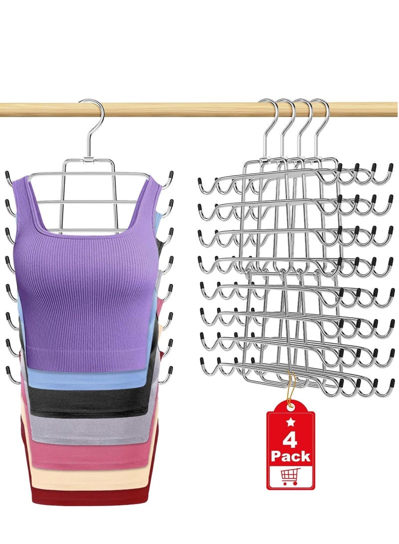 TRASSLE Tank Top Hanger, Space Saving Bra Hanger, Non-Slip Hanging Sport Bras Holder, Closet Organizers and Storage for Camisoles Tank Tops Bras Ties Swimsuits Strappy Dress, Silver  - Image 1
