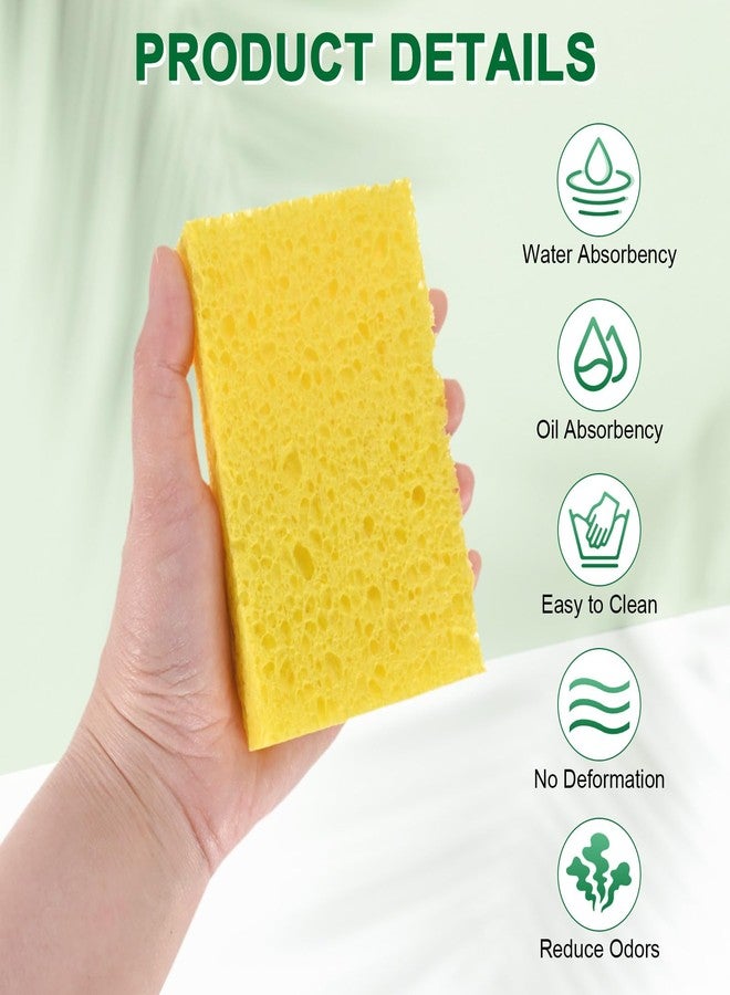 M METERXITY 6-Pack Kitchen Sponges, Condense Eco Cellulose Non-Scratch Scrub Heavy Sponge for Kitchen/Household/Bathroom, Clean Tough Messes Dish Scrubber [Yellow] - Image 2