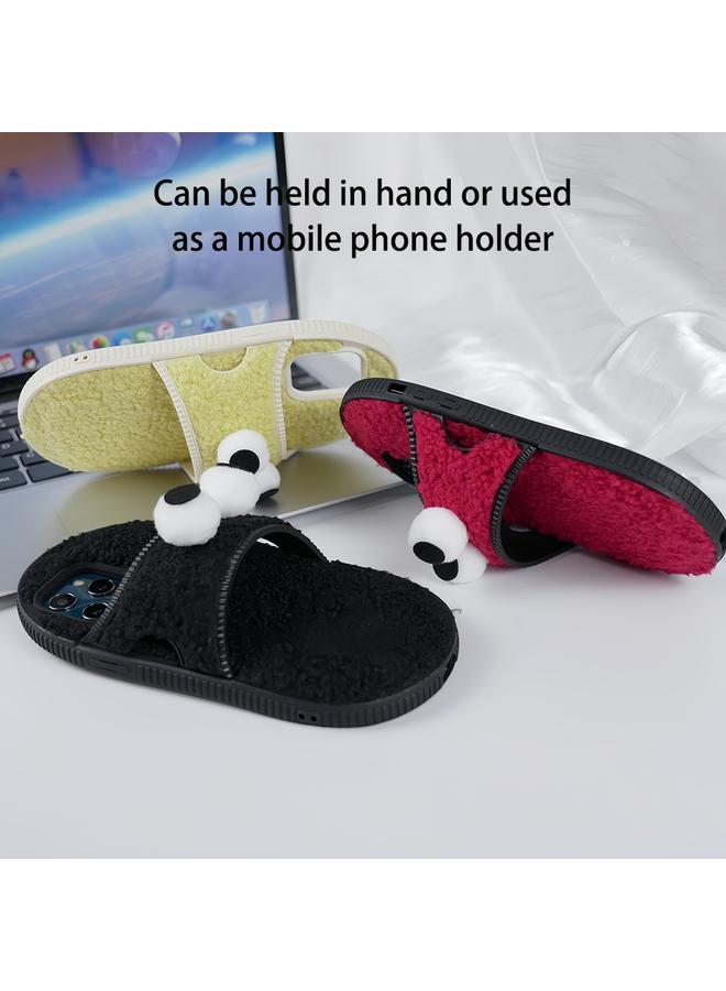 S-TOP Case For iPhone 14 Pro Max Creative Plush Big Eyes Slipper Design TPU Phone Case - Image 4