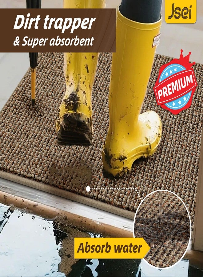 JSEI Dirt Trapper Door Mat 24"x36" Non-Slip Washable Entrance Mat, Dog Doormats, Absorbent & Fade-Resistant Floor Mats, Low Profile Welcome Mats for Entryway, Front Door, and Inside Entrance, Taupe - Image 4