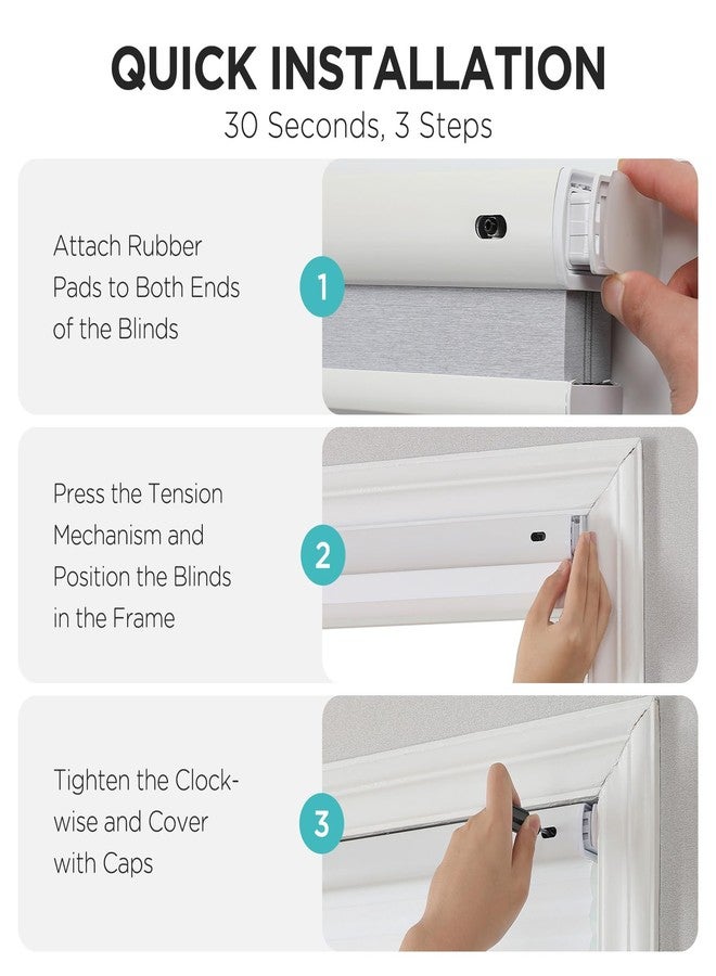 Joydeco No Tools No Drill Window Blinds for Indoor Windows, Blackout Shades Cellular Shades Cordless, No Drill Blinds for Windows, Window Shades for Home, Bedrooms, Doors (White, 20" W x 64" H) - Image 5
