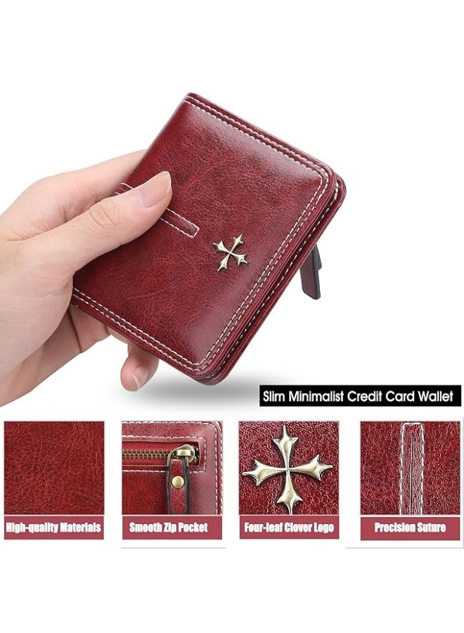 بايلليري محفظة نسائية مصنوعة من الجلد، محفظة صغيرة للتخزين للنساء، محفظة نسائية بسحاب، تصميم مميز بسيط وعصري، محفظة نسائية قصيرة متعددة الاستخدامات، حقيبة بطاقات بسحاب عالية الجودة، محفظة ريترو. - Image 4