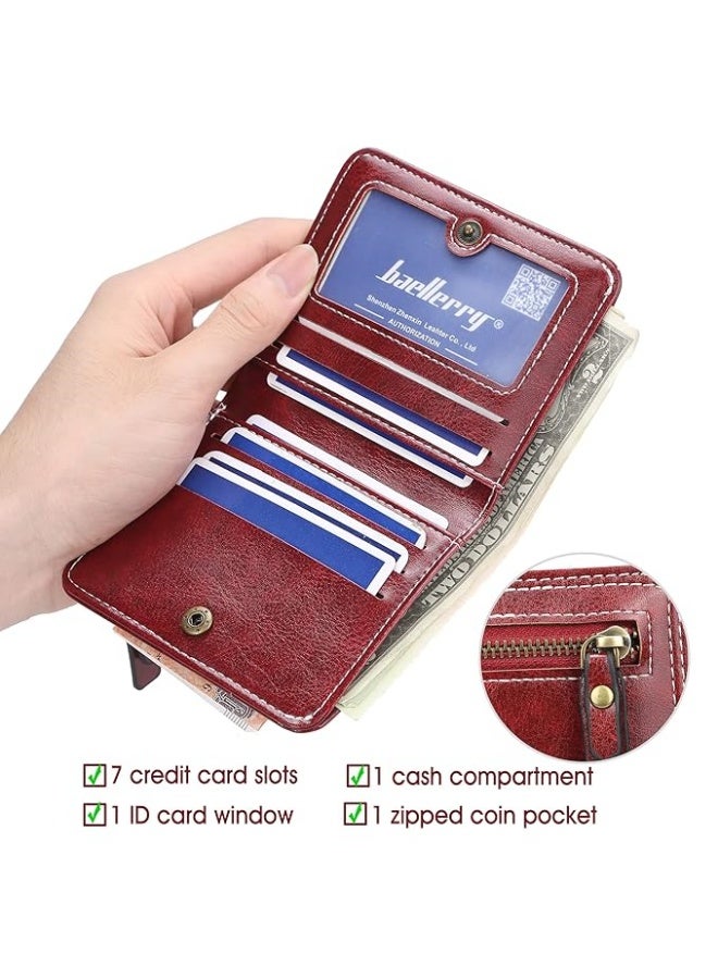 بايلليري محفظة نسائية مصنوعة من الجلد، محفظة صغيرة للتخزين للنساء، محفظة نسائية بسحاب، تصميم مميز بسيط وعصري، محفظة نسائية قصيرة متعددة الاستخدامات، حقيبة بطاقات بسحاب عالية الجودة، محفظة ريترو. - Image 5