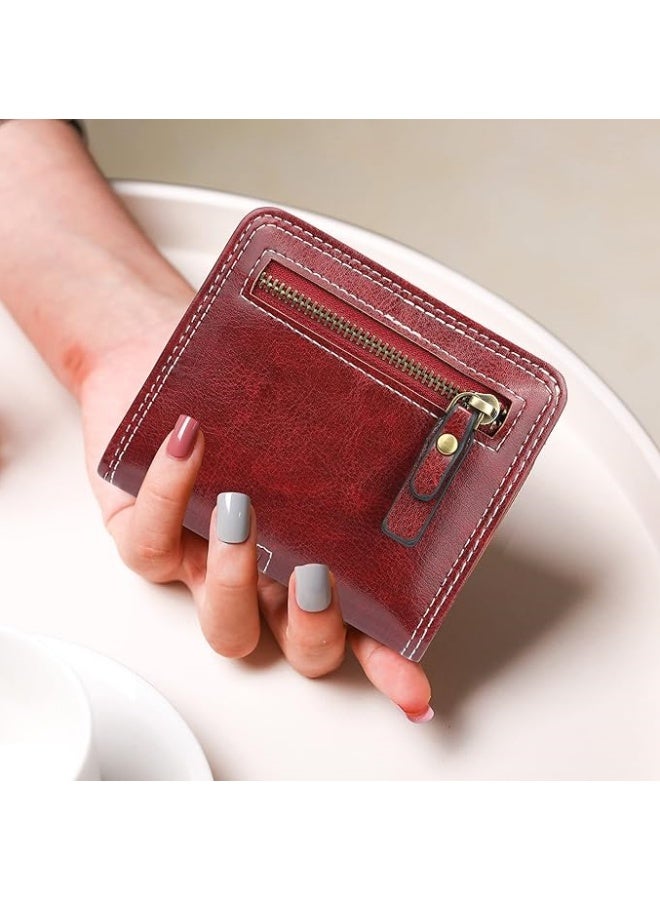 بايلليري محفظة نسائية مصنوعة من الجلد، محفظة صغيرة للتخزين للنساء، محفظة نسائية بسحاب، تصميم مميز بسيط وعصري، محفظة نسائية قصيرة متعددة الاستخدامات، حقيبة بطاقات بسحاب عالية الجودة، محفظة ريترو. - Image 2