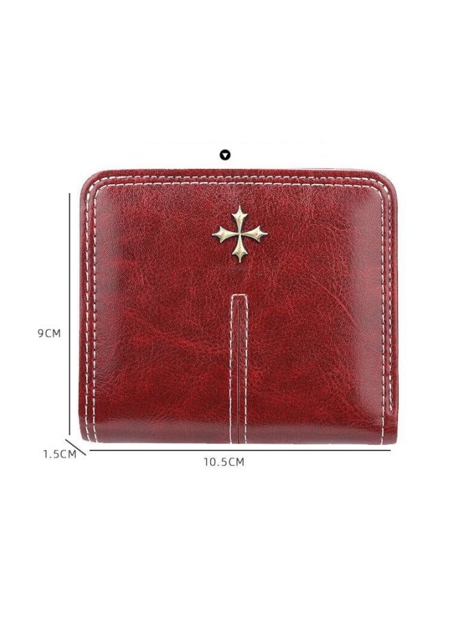 بايلليري محفظة نسائية مصنوعة من الجلد، محفظة صغيرة للتخزين للنساء، محفظة نسائية بسحاب، تصميم مميز بسيط وعصري، محفظة نسائية قصيرة متعددة الاستخدامات، حقيبة بطاقات بسحاب عالية الجودة، محفظة ريترو. - Image 3