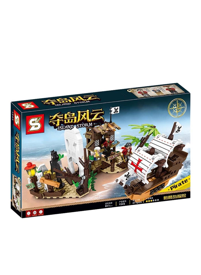 Sembo 1545 -Capture the island Pirate storm building blocks - 471 pcs - Image 1