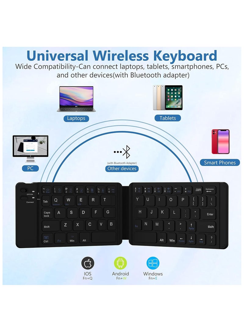 ELIKLIV Foldable Bluetooth keyboard: The best choice for versatile and ultra-portable input. The palm size is easy to carry. Typing is smooth and silent, and adaptable to multi-system devices. Beautiful appearance and long battery life. 12 shortcut keys to increase efficiency. It is a powerful assistant for work and entertainment, meeting the input needs of multiple scenarios, and it is worth having. (Black) - Image 2