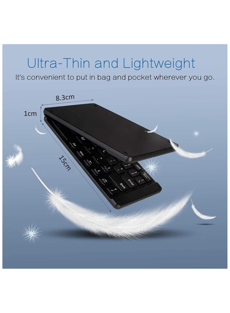 ELIKLIV Foldable Bluetooth keyboard: The best choice for versatile and ultra-portable input. The palm size is easy to carry. Typing is smooth and silent, and adaptable to multi-system devices. Beautiful appearance and long battery life. 12 shortcut keys to increase efficiency. It is a powerful assistant for work and entertainment, meeting the input needs of multiple scenarios, and it is worth having. (Black) - Image 4