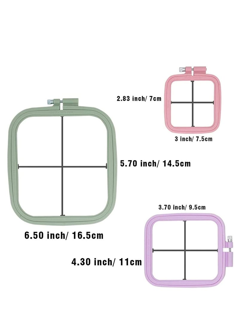 KASTWAVE KASTWAVE 3 Pieces 3 Sizes Square Embroidery Hoops, Cross Stitch Hoop and ABS Plastic Embroidery Hoops for Embroidery, Cross Stitch and DIY Craft Sewing  - Image 2