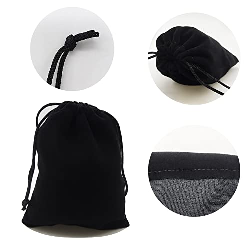 HOSL 100 Pack 4x5 Velvet Bags with Drawstrings Black Jewelry Pouch Velvet Gift Bags Small for Necklace Earrings Bracelet Goodies Candy Wedding Festival Party Favor - Image 4