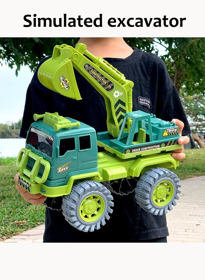 Large simulated excavator toy Simulated engineering vehicles Excavator model car Inertial sliding engineering vehicle Children's toy cars - Image 1