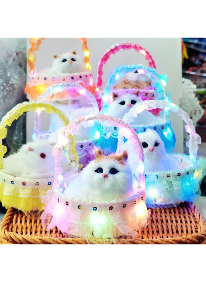 Meowing Artificial Kitten Birthday Gift Cat Doll Doll Luminous Lace Hanging Basket Scenic Area Kidsren's Toy