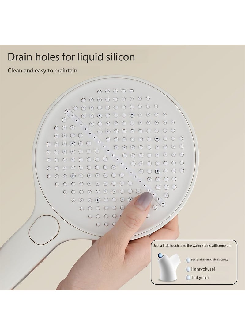 LIMOS High Pressure Shower Head with 4 Modes Turbocharged Handheld Shower Head with 15cm Wide Panel Air Injection Tech Easy Clean Silicone Nozzles Water Saving & Power Wash Spray - Image 5