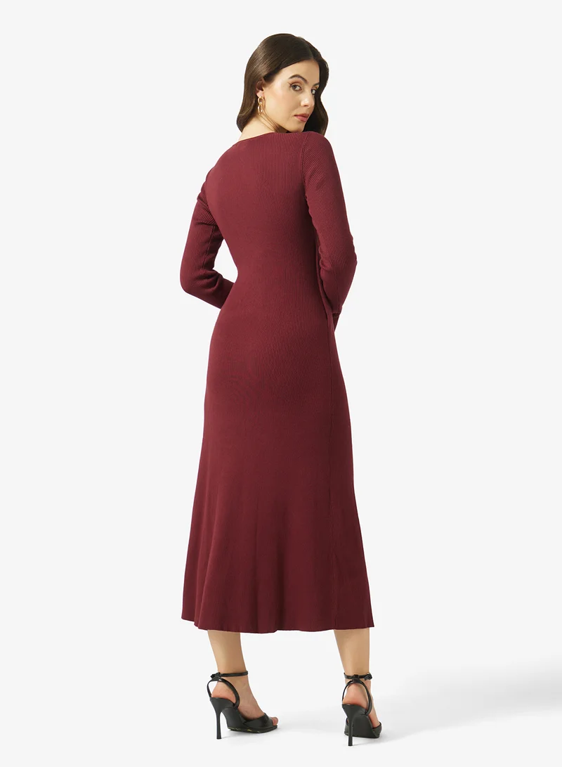 ستايل تشيت Knitted Mix Button Midi Dress